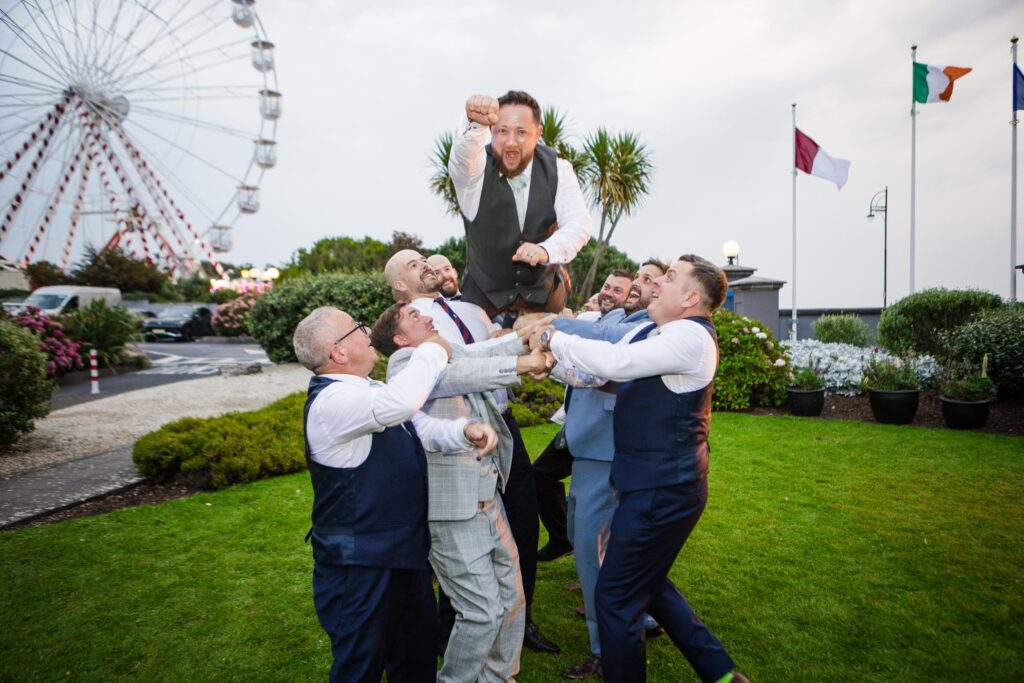 Gareth doing the superman pose at the Galway Bay Hotel