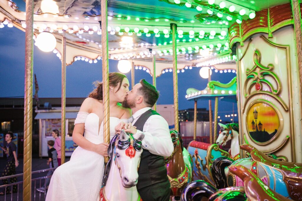 a kiss on the carousel