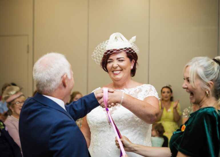 Hand fastening at a civil ceremony