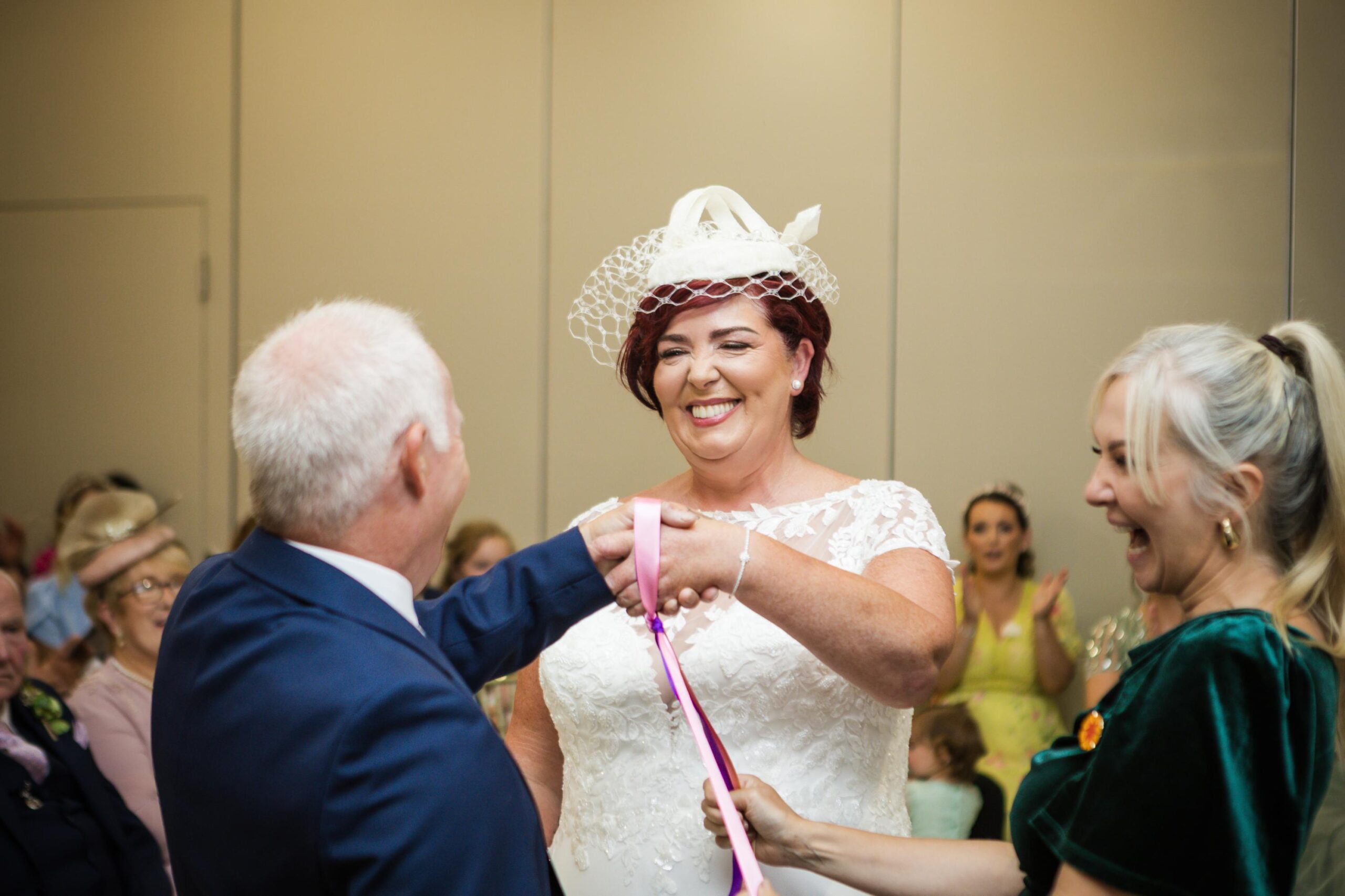Hand fastening at a civil ceremony